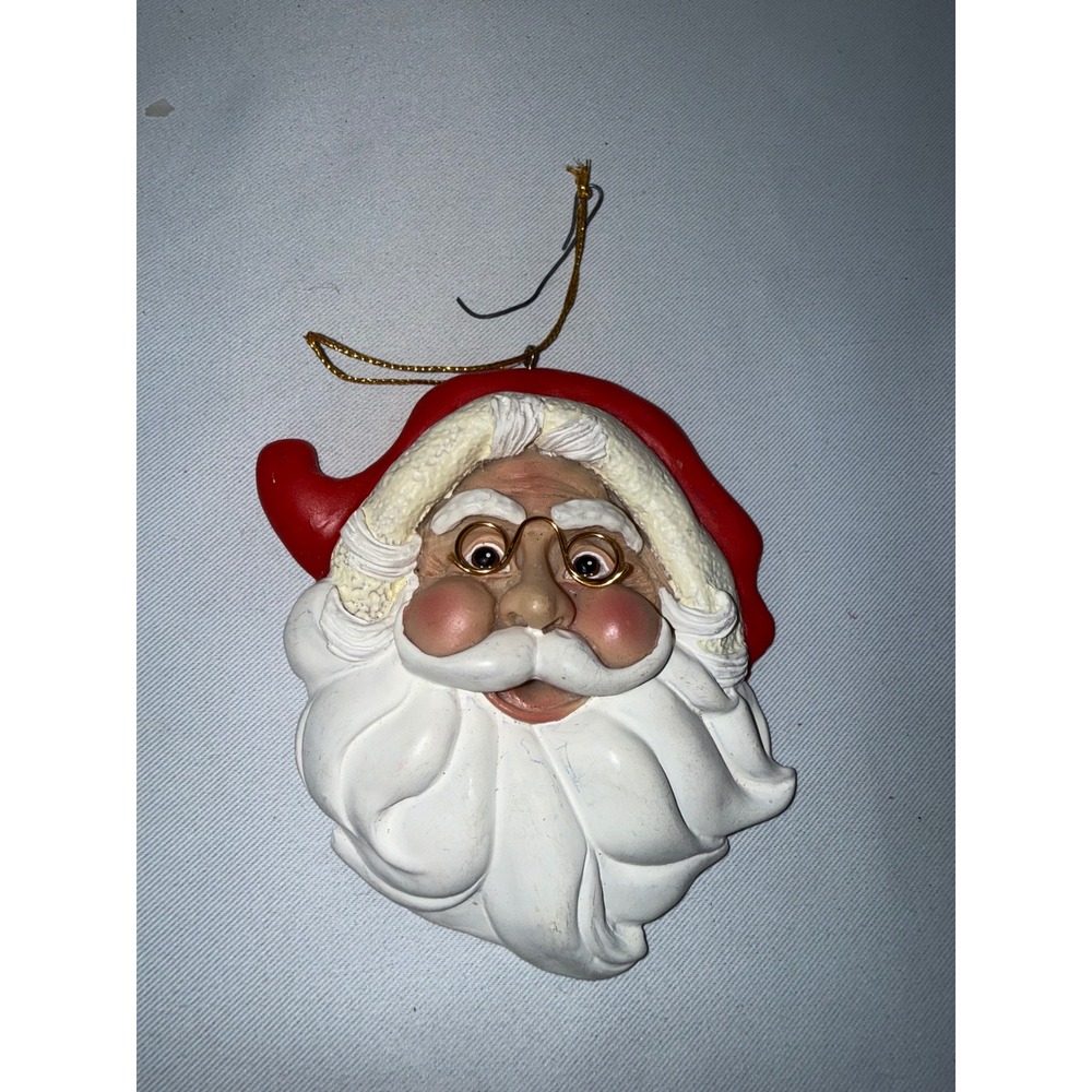 Kurt Adler Santa Claus Face Christmas Ornament Wire Glasses Resin Red White 4in